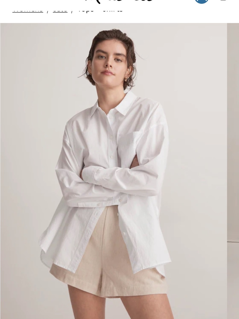 The Signature Poplin Oversized Shirt in Eyelet White